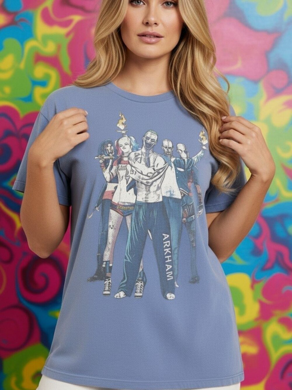 Suicide Squad DC Comics Graphic T-Shirt Women's XL Light Blue